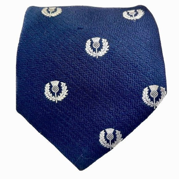 Lochcarron of Scotland Other - LOCHCARRON of SCOTLAND Navy and White Emblem Foulard tie.